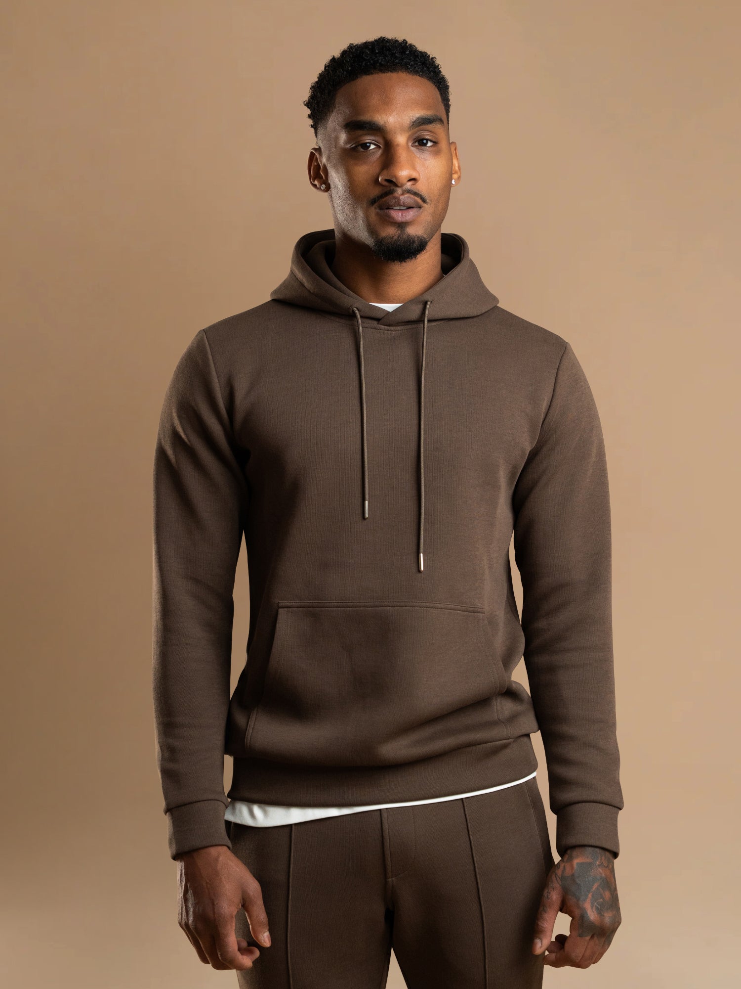 Essential Interlock Hoodie - Brown