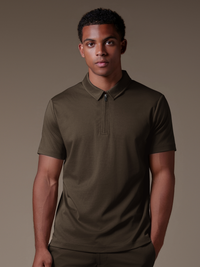 Lux Zipper Polo - Brown
