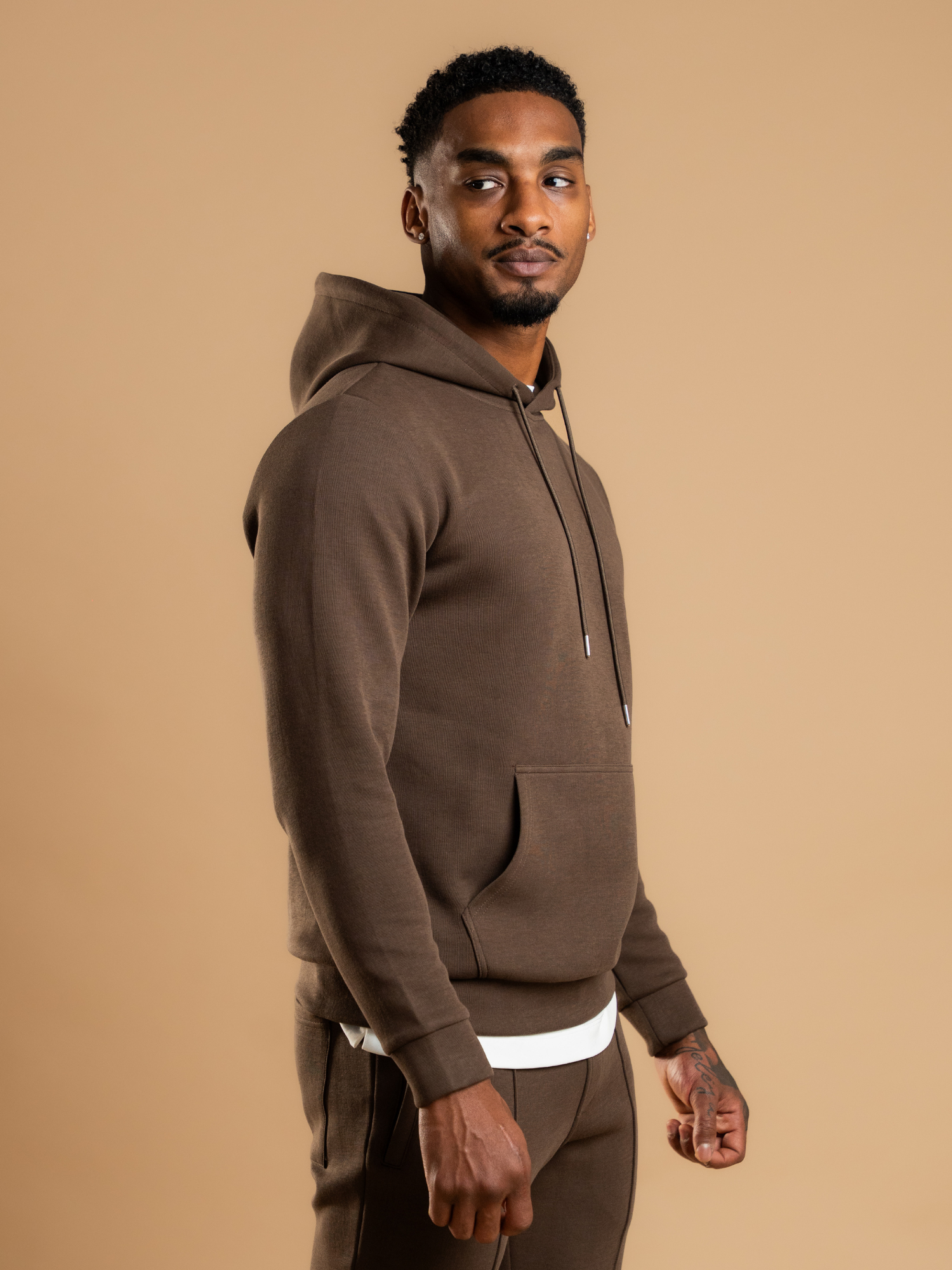 Essential Interlock Hoodie - Brown