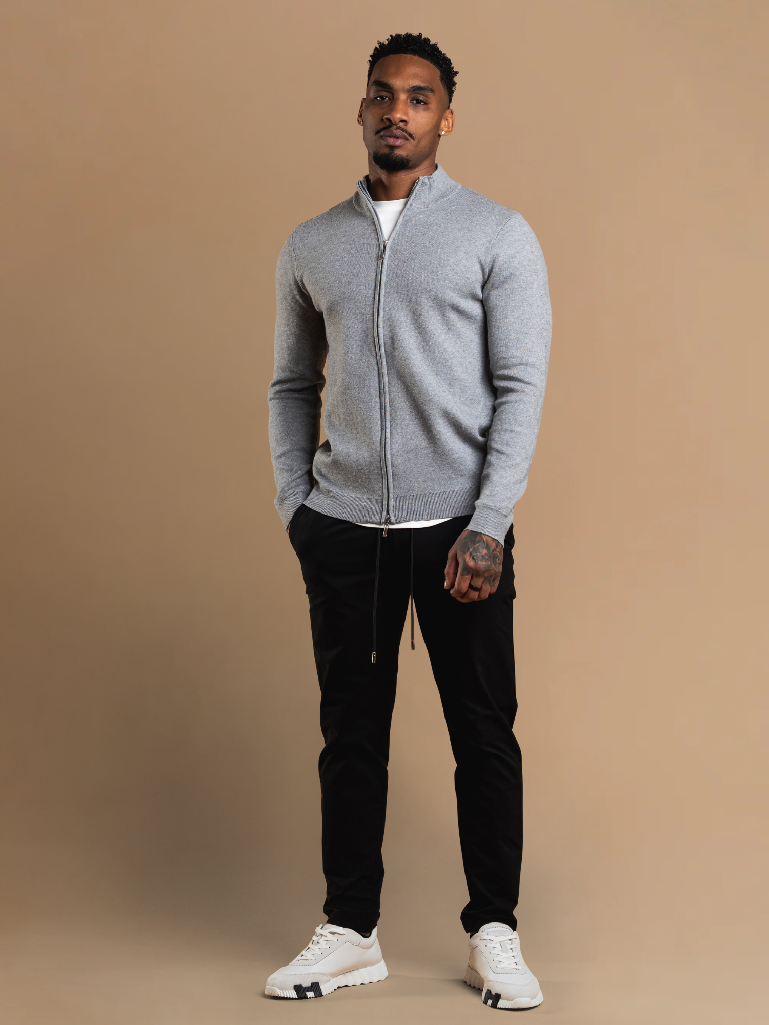 Knit Zip Cardigan - Grey