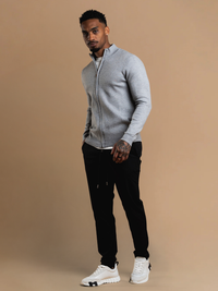 Knit Zip Cardigan - Grey