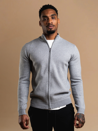 Knit Zip Cardigan - Grey
