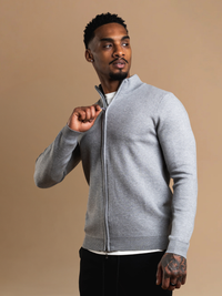 Knit Zip Cardigan - Grey