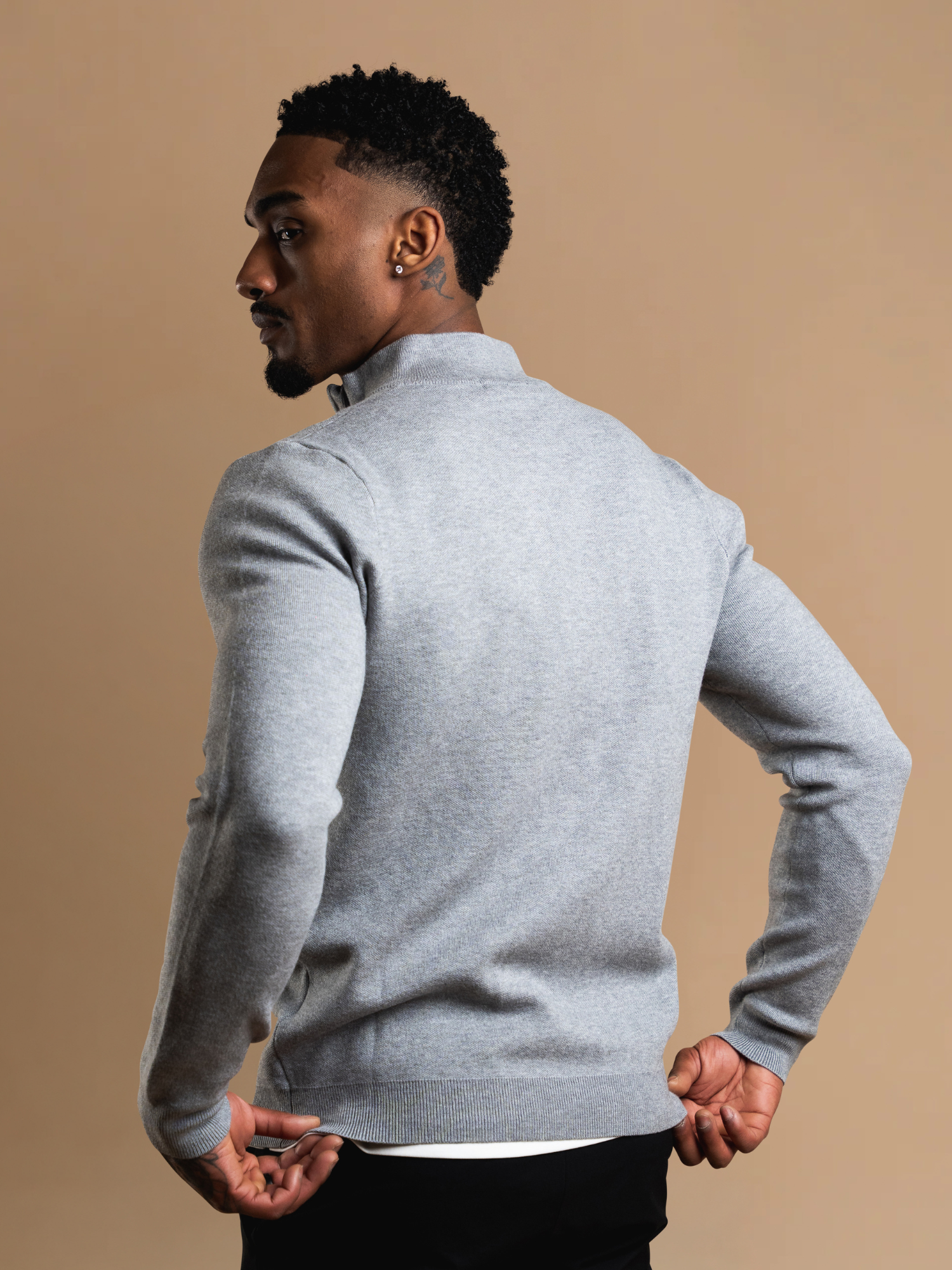 Knit Zip Cardigan - Grey