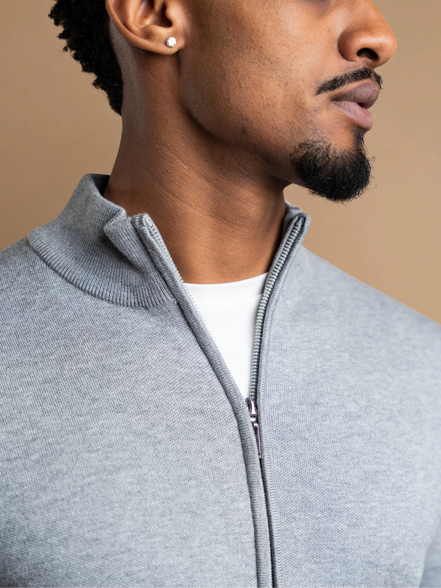 Knit Zip Cardigan - Grey