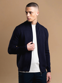 Knit Zip Cardigan - Navy