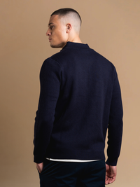 Knit Zip Cardigan - Navy