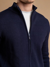 Knit Zip Cardigan - Navy