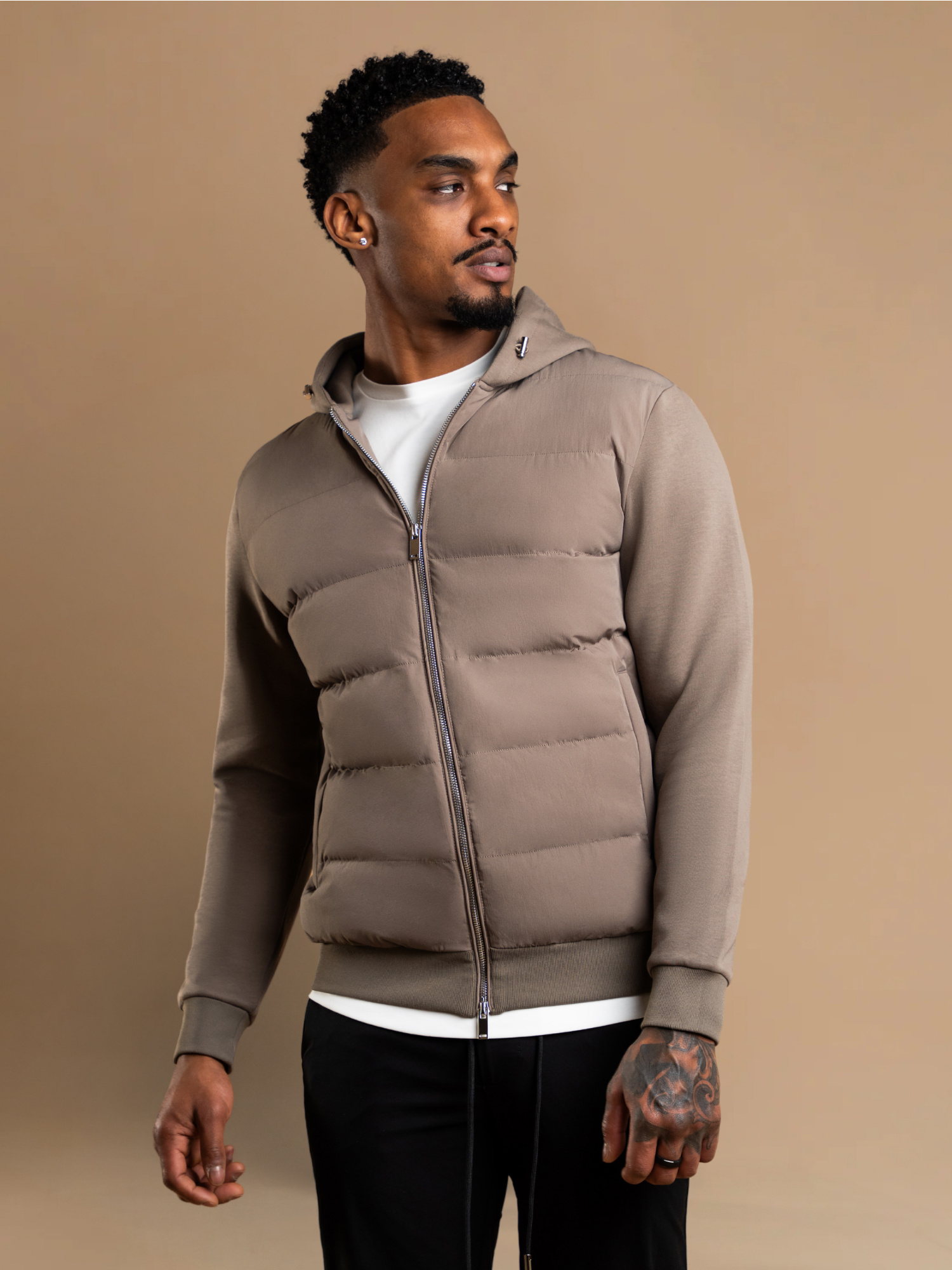 Hybrid Quilted Windbreaker - Taupe